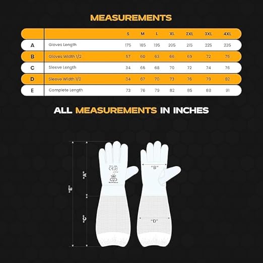 Premium Goat Skin Beekeeper Gloves | Sting-Proof Durability for Beekeeping Suit & Jacket | White