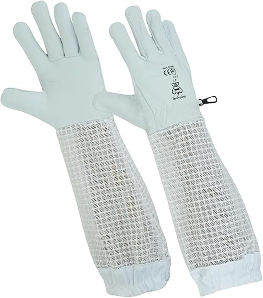 Premium Goat Skin Beekeeper Gloves | Sting-Proof Durability for Beekeeping Suit & Jacket | White