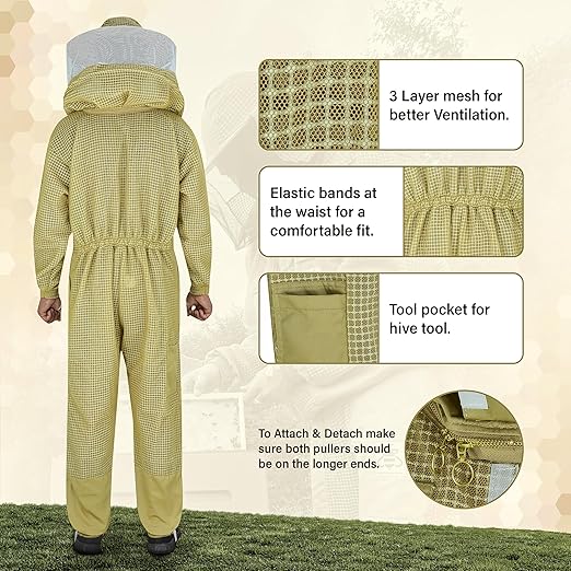 Dual Veil Beekeeping Suit Brown with Free Gloves and Storage Bag
