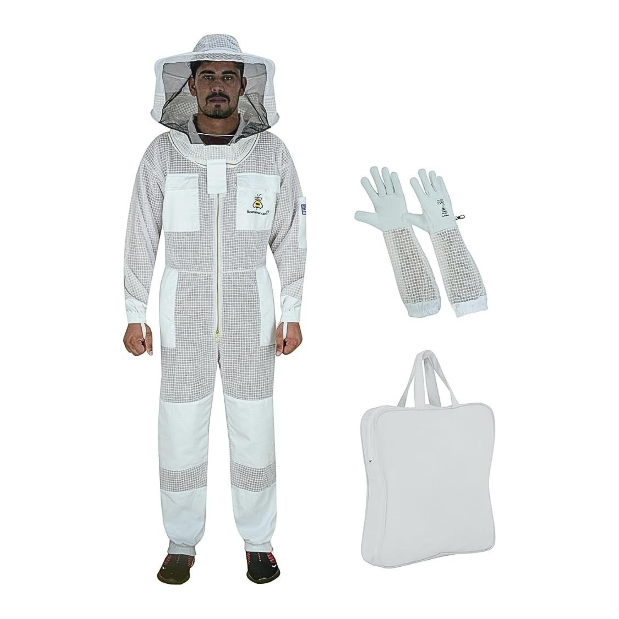 3-Layer Ventilated Beekeeping Suit with Round Veil, Sting Proof