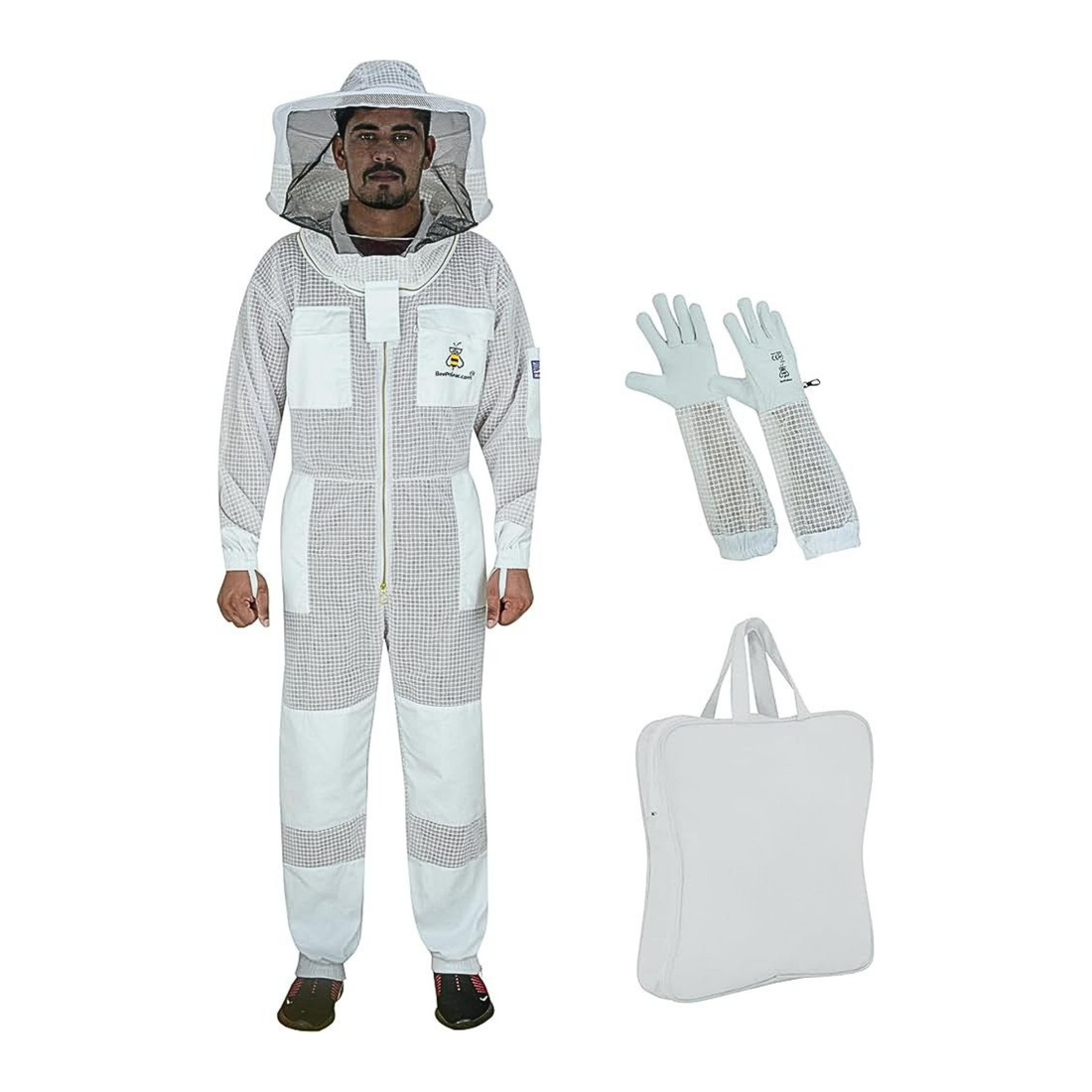 3-Layer Ventilated Beekeeping Suit with Round Veil, Sting Proof