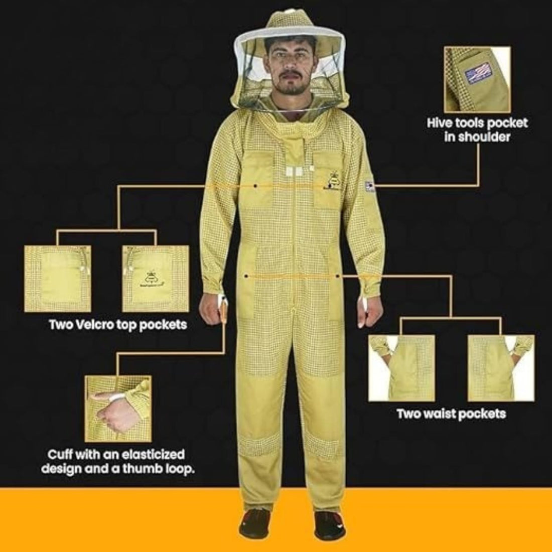 Bee Pro 3-Layer Ultra Ventilated Beekeeping Suit with Round Veil | Brown