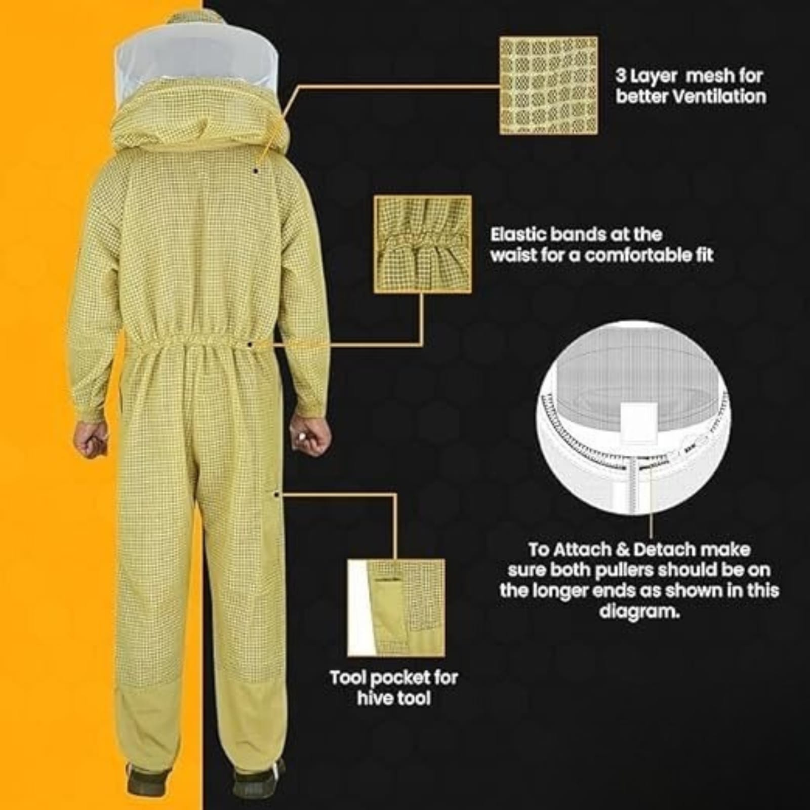 Bee Pro 3-Layer Ultra Ventilated Beekeeping Suit with Round Veil | Brown